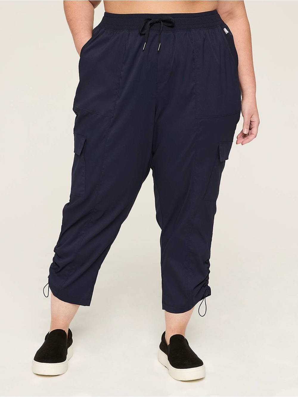 Lane Bryant Navy Drawstring Cargo Capris